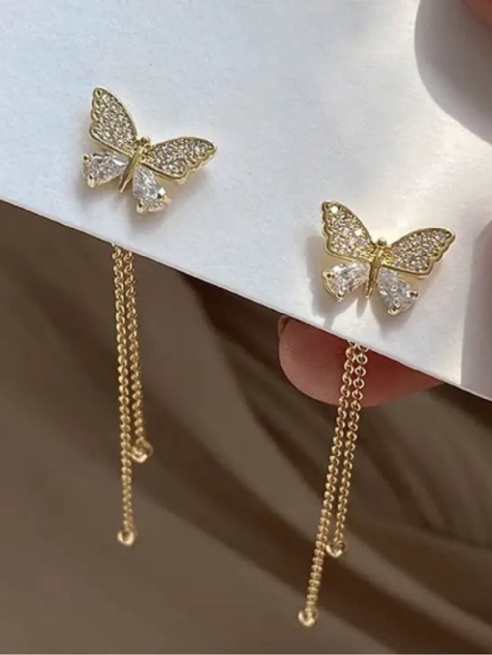 Gold Filled Butterfly CZ Earrings